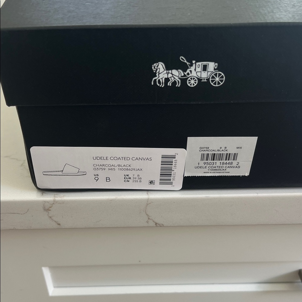 Coach Charcoal Black Udele Canvas Slides